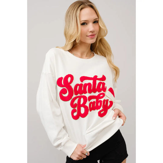 Marissa Santa Baby Emb. Sweatshirt