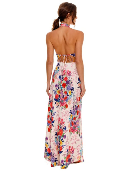 Sandy Floral Printed Halter Dress