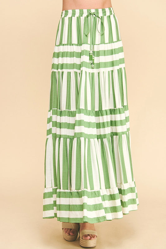 Ella Stripe Tiered Maxi Skirt