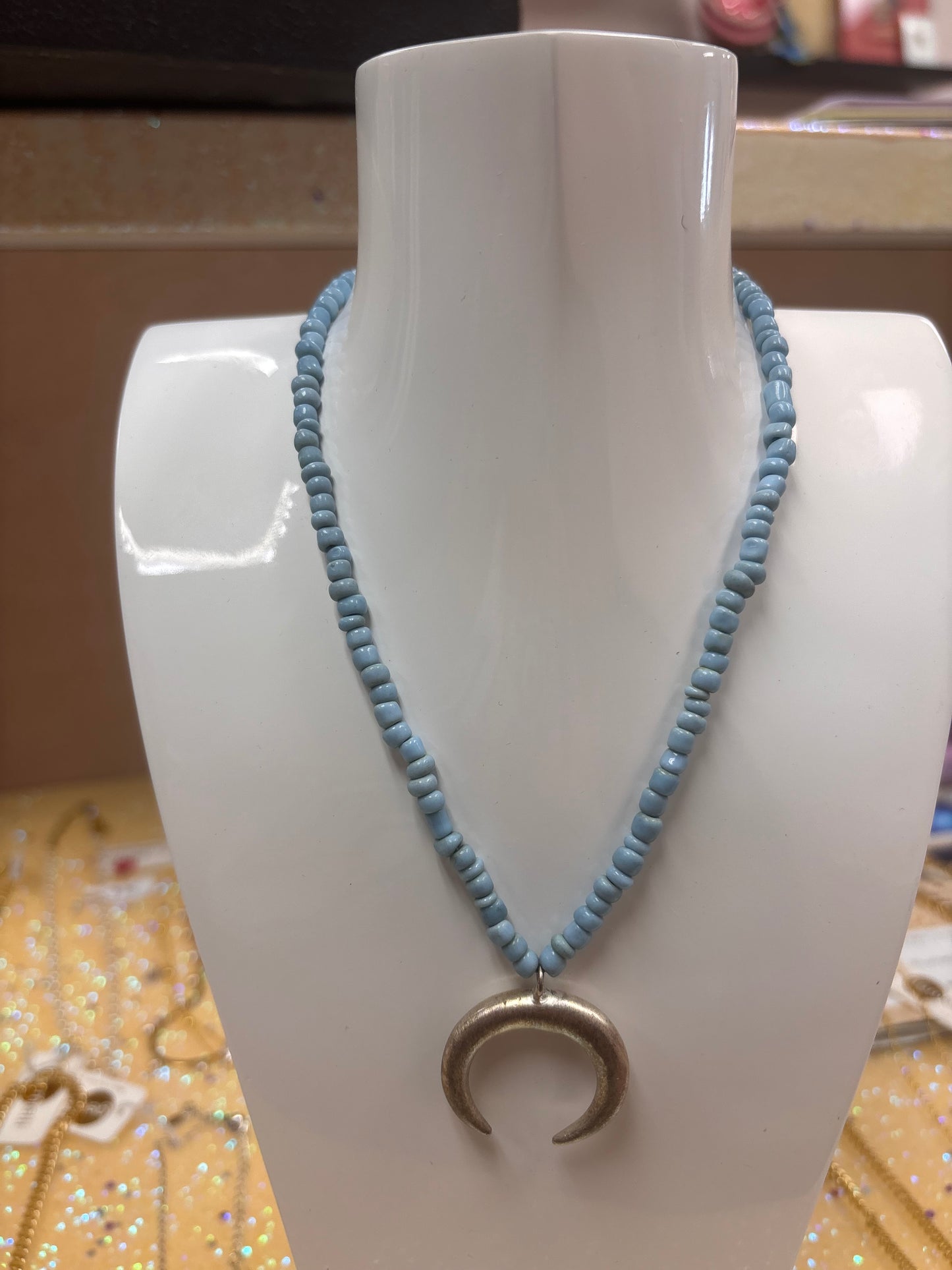 Blue Beaded w. Horn