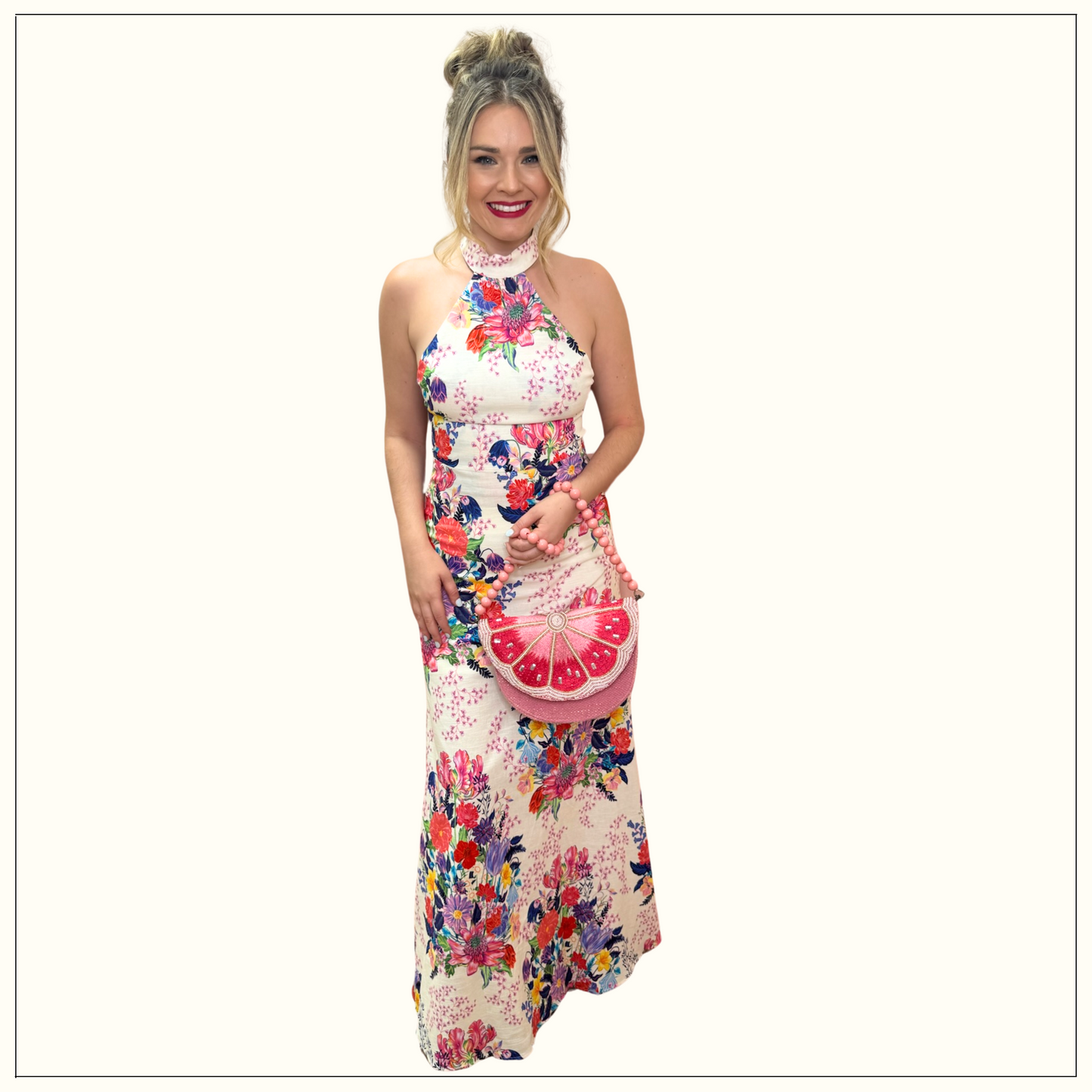 Sandy Floral Printed Halter Dress