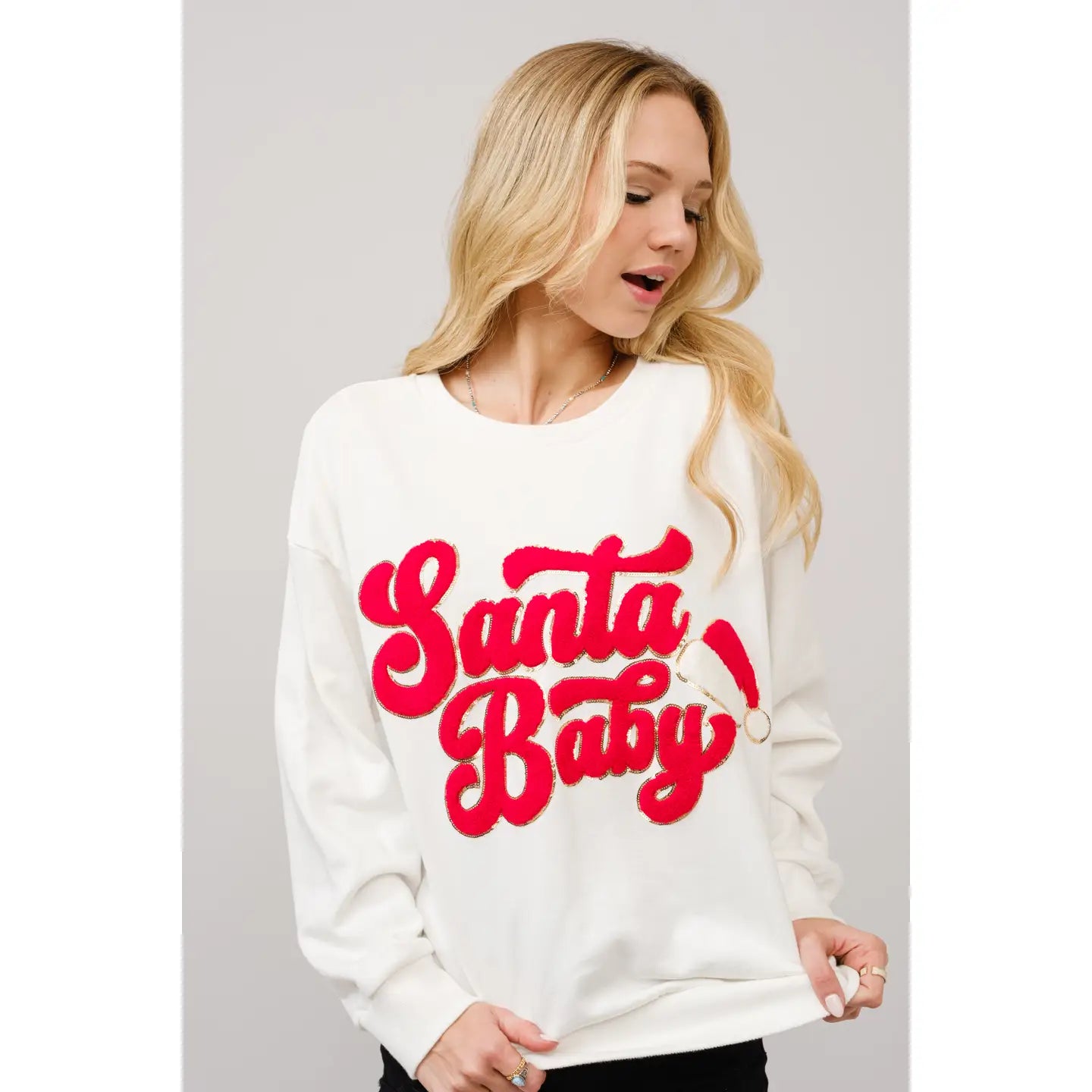 Marissa Santa Baby Emb. Sweatshirt